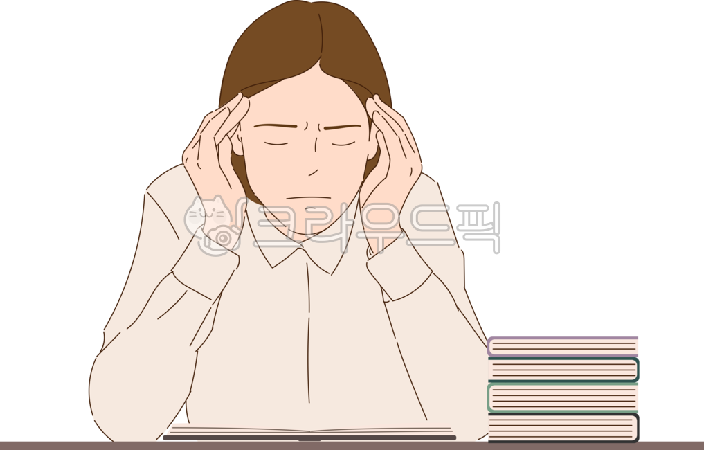 두통,스트레스,머리아픔,사람,여자,우울,통증,고통,머리,고뇌,절망,머리아픈,걱정,짜증,찡그리다,찌푸리다,아픔,어지러움,공부스트레스,학업스트레스,공부,학업
