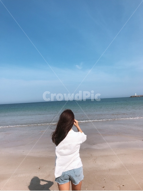 바다,여자,뒷모습,인물,제주도,푸른바다,여행,여름