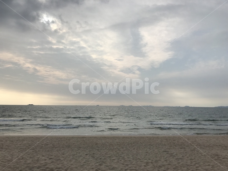 바다,해변,여름,대천,구름,잔잔,모래