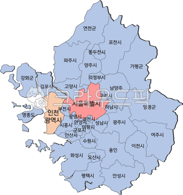 map, 지도, 경기도, 행정구역, 지도그림, 사진,이미지,일러스트,캘리그라피 - Ntaeyeong1030작가