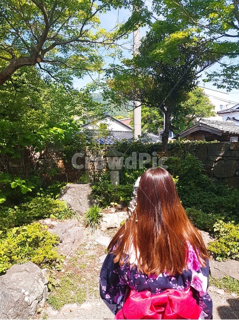 대마도,유카타,기모노,여자,뒷모습,히타카츠,여자뒷모습,사람,인물,인간,human,person,여성,여자,woman,female,lady