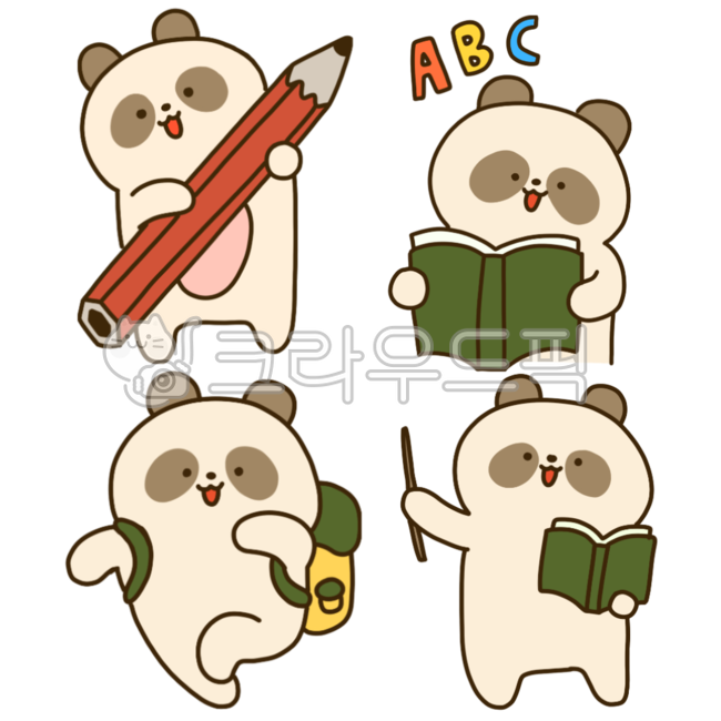 판다,팬더,판다캐릭터,판다일러스트,스터디,공부,학교,새학기,학원,방학특강,특강,영어,등교,시작,연필,강의,교육