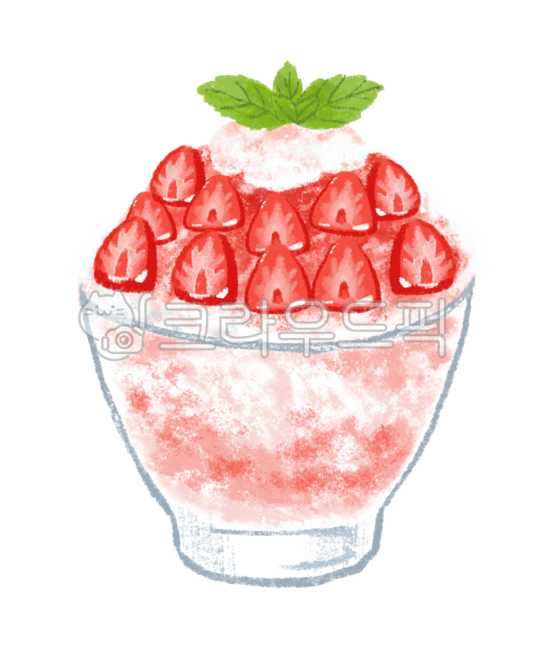 Strawberry shaved ice,fruit shaved ice,summer cafe menu,summer food,strawberryshavedice,illustration,dessert