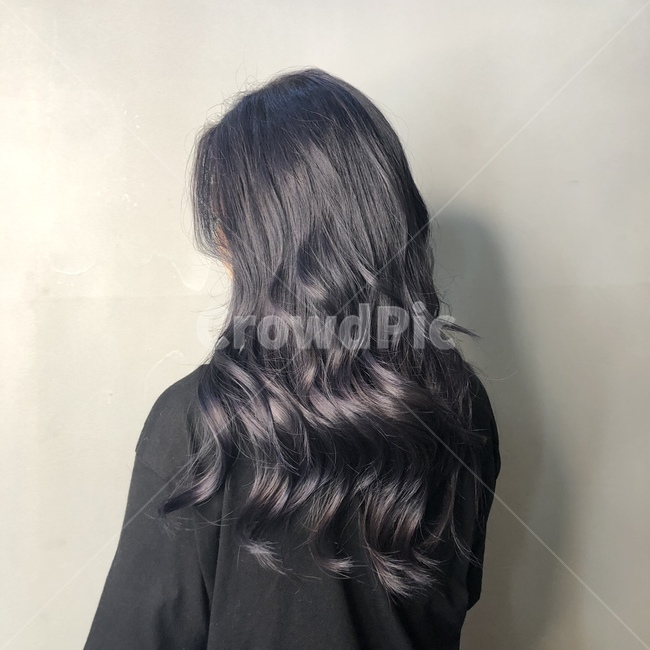 hair,stying,머리,헤어스타일,염색,보라색,애쉬,뒷모습,헤어모델,사람,인물,인간,human,person,여성,여자,woman,female,lady