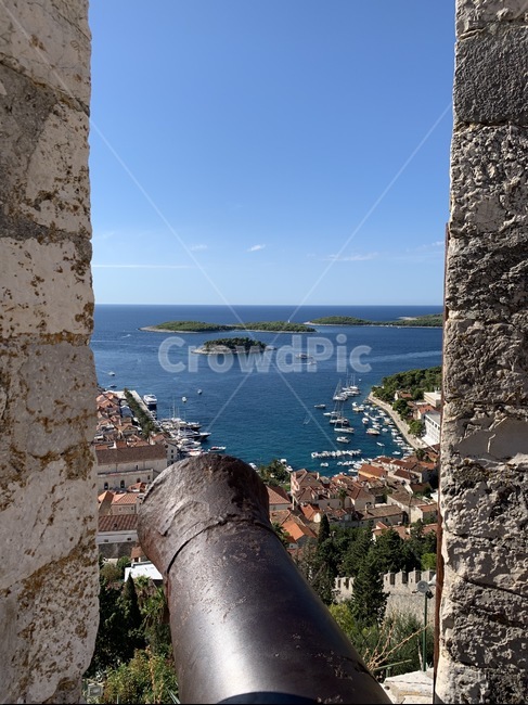 크로아티아,흐바르,대포,마을,경치,바다,하늘,croatia,fortress,요새,canon,hvar,village,해외,외국,세계,foreign,oversea,world