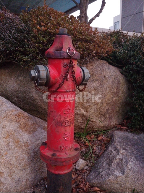 소화전,금속,레트로,빨강,돌,firehydrant