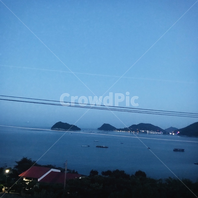 남해,바다,경치,하늘,야경