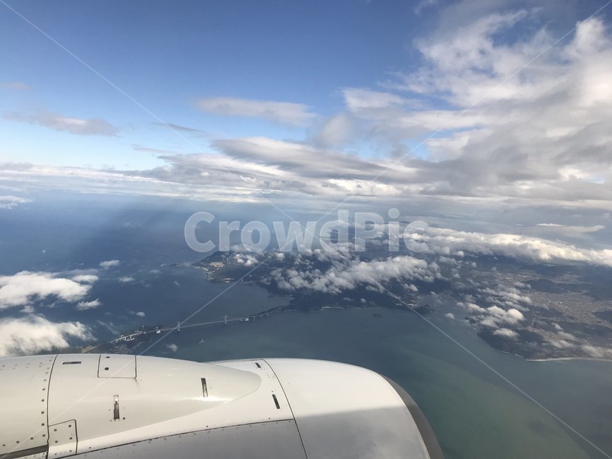 비행기밖풍경,오사카,구름,바다,여행,교통,교통수단,traffic,transportation