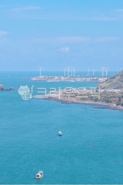 제주도,바다,보트,풍력발전기,해안선