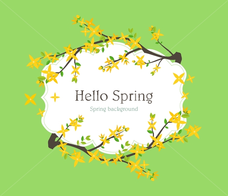 개나리,나무,봄,프레임,식물,봄,계절,spring,season,그래픽,일러스트레이션,graphic,illustration,art,미술,floral design,플로랄 디자인,pattern,무늬