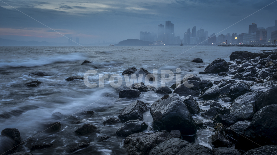 일몰,바다,파도,바위,부산,해운대,미포항,해변,해질녘,자연,풍경,nature,landscape,promontory,곶