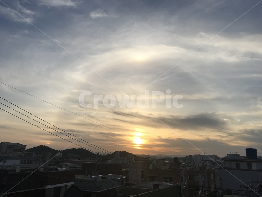 노을,저녁하늘,무지개,하늘,자연,주택가