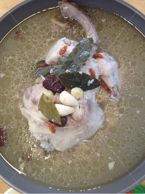닭백숙,삼계탕,올리브잎,마늘,전통요리,냄비