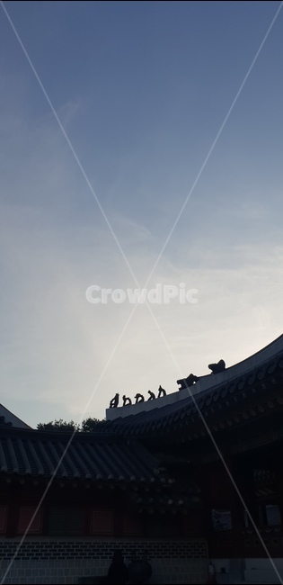 한국전통,한옥,궁궐,고궁,실루엣