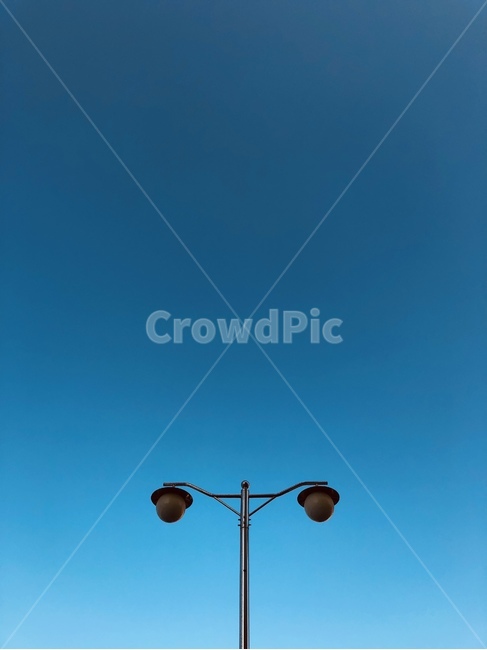 하늘,심플,좌우대칭,그라데이션,가로등