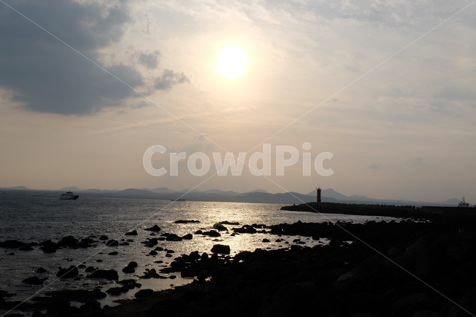 바다,노을,제주도,제주,하늘,붉은하늘,붉은노을,돌,돌담,우도