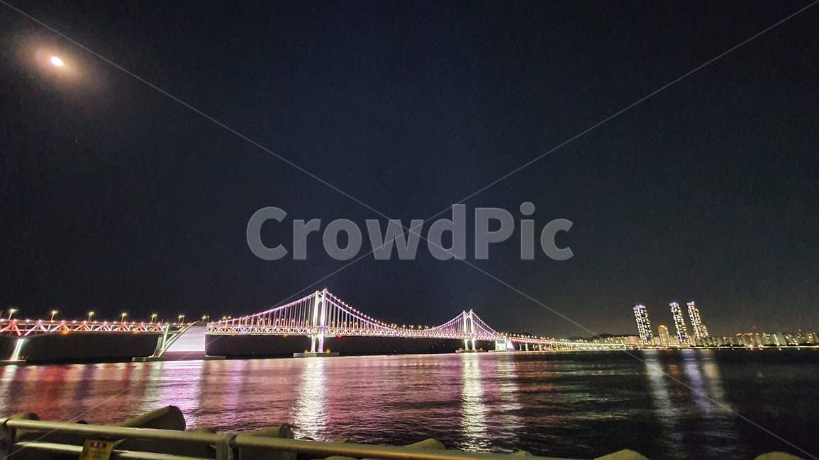 부산,야경,바다,달빛,달,moon,gwanganbridge,busan,bridge