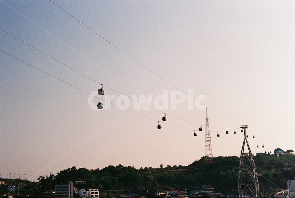 여수,케이블카,산,노을,여름