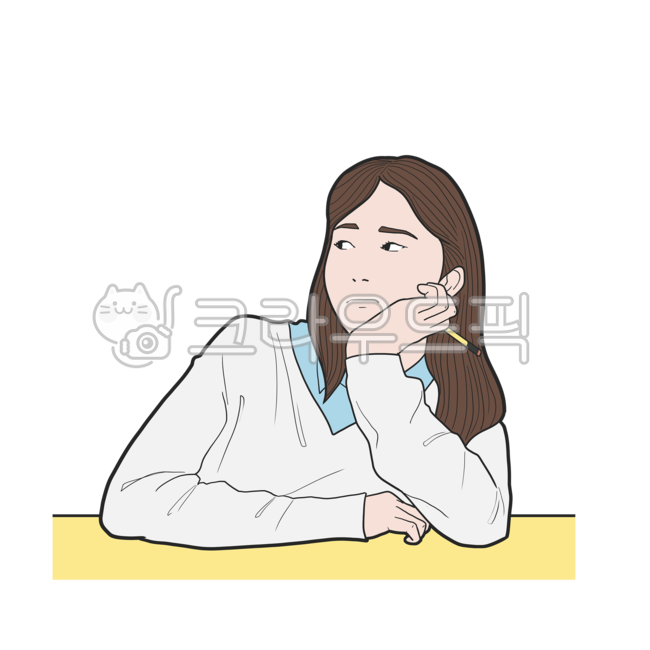 메디컬,의학,일러스트,턱을괸여성,나쁜자세,척추,여성,측만,원인,누끼,remove background