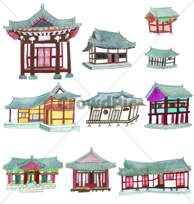 한옥,가옥,한국,손그림,물감그림,korea,watercolor,handdrawing,koreanstylehouse,house