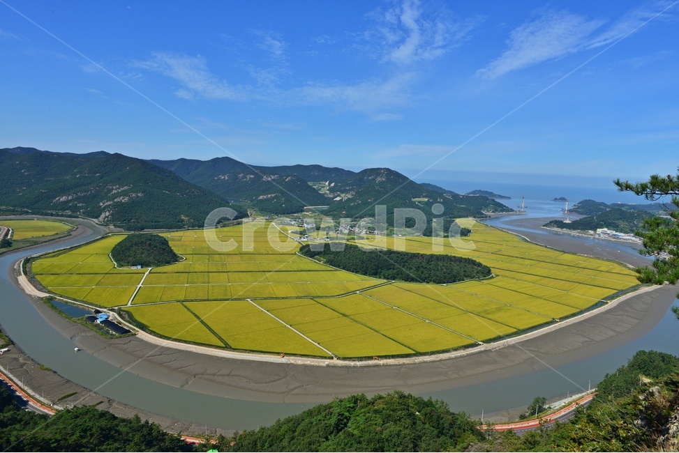 panoramic,파노라마,outdoors,옥외,nature,자연,landscape,경치,scenery,풍경,field,들,영광,대덕산,한시랑들판,물돌이,법성포,법성포구,농업,농사,경작,바다,자연,풍경,nature,landscape