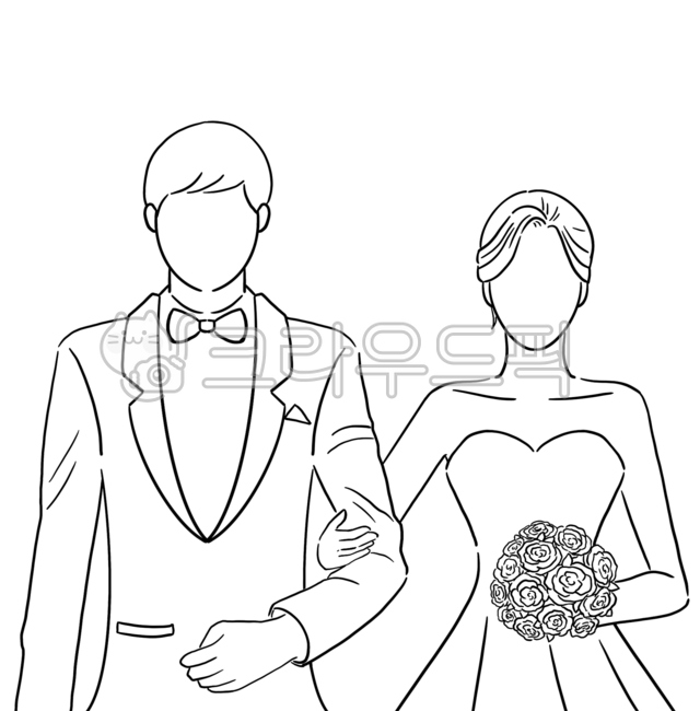 결혼,웨딩드레스,신랑,신부,라인,라인드로잉,펜화,일러스트,신혼,드레스,캐릭터,깔끔