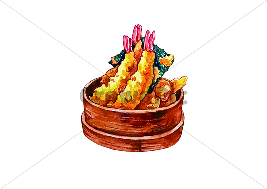 음식,덮밥,수채화,그림,일러스트,튀김,튀김덮밥,food,식당,일식,요리,새우,일식,일본음식,일본요리,Japanese food,Japanese dishes,Japanese meal,Japanese cook,그래픽,일러스트레이션,graphic,illustration
