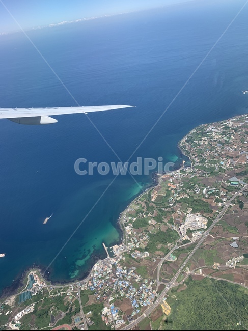 제주도,제주,비행,바다,비행기,airplane,수평선,항공사진,해안선,땅,land,풍경,물,sea,경치