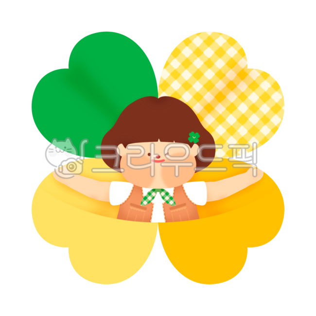 four leaf clover,Cheering,luck,stationery design,student,kid,clover,go for it,good luck,smile,spring,character,petal,happiness,children,cheer up,Go for it,illustration,Emotion