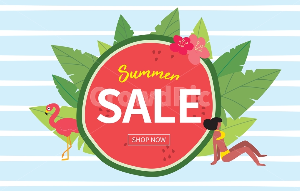 template,hand drawing,fruit,discount,banner,leaf,summer,flamingo,flamingos,flower,tropical,sale,popup,bikini,web,design,swimsuit,illustration,vector,watermelon,female