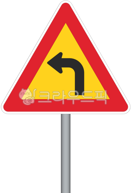 교통,도로,표지판,도로표지판,교통표지판,공공디자인,공공시설,sign,road,traffic,주의표지,주의,주의표시,기둥,좌로굽은도로,굽은도로
