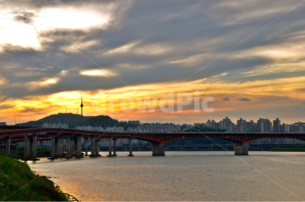 한강,성수대교,일몰,석양,저녁놀,붉은노을,도시,풍경,city,landscape,한국도시풍경,한국도시경관,korea cityscape,building,건물