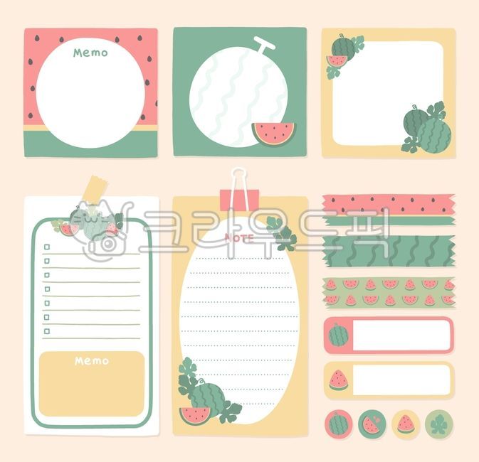 symbol,deco,sign,notepad,Good Note,memo,section,label paper,background paper,seasonal fruits,post,leaves,name tag,watermelon peel,stripe,text,watermelon illustration,nameplate,decoration,vine,border,invitation,handwriting,check list,check,watermelon cross