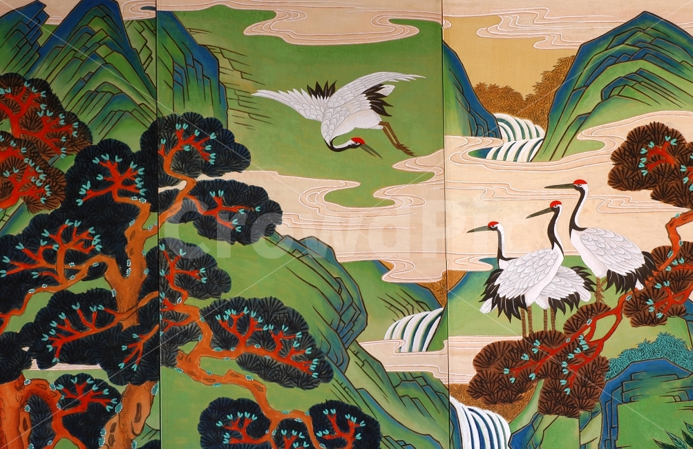 학,병풍,그림,회화,미술,소나무,한국,전통,한국전통,수원화성,화성행궁,한국전통,한국문화,korean traditional,korean culture,예술,art
