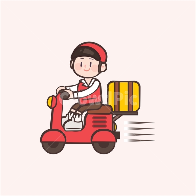 배달,배달부,배달원,딜리버리,음식,택배,퀵서비스,퀵,서비스,오토바이,스쿠터,알바,알바생,탈것,이륜차,일러스트,일러스트레이션,벡터,캐릭터,귀여운,남자,소년,남성,인물,그림,윙크,표정,이모티콘,얼굴,디자인,디자인소스,그래픽,일러스트레이션,graphic,illustration