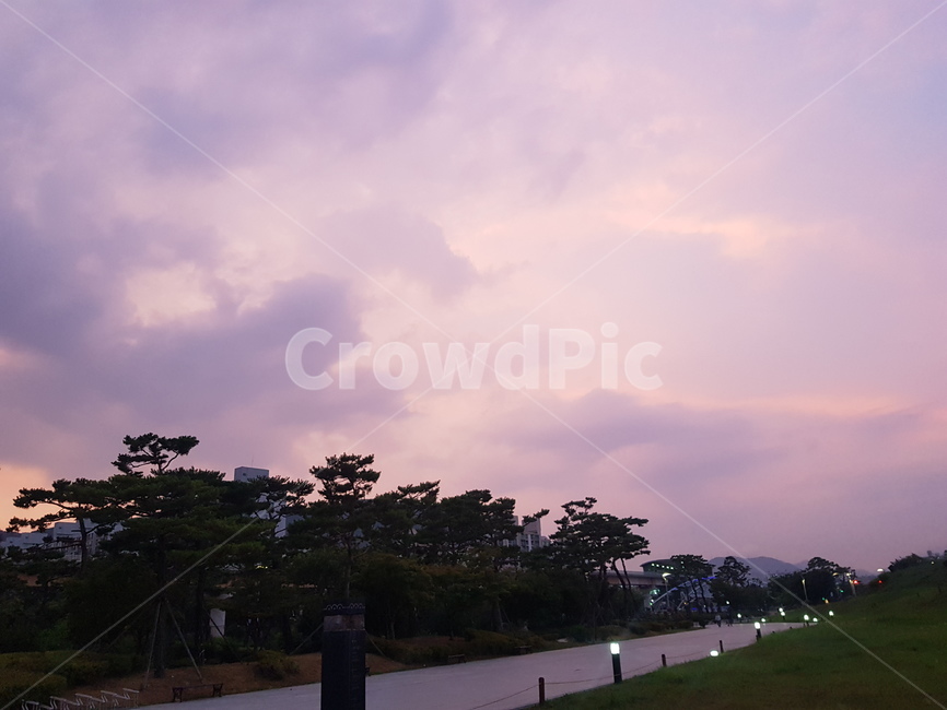 하늘,보라색하늘,예쁜하늘,여름하늘,구름