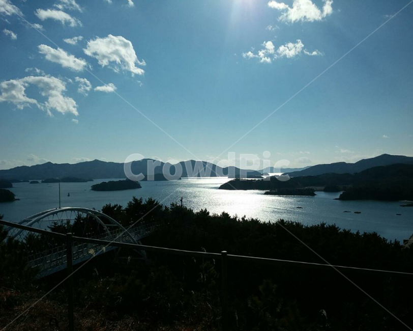 바다,다리,구름,하늘,섬