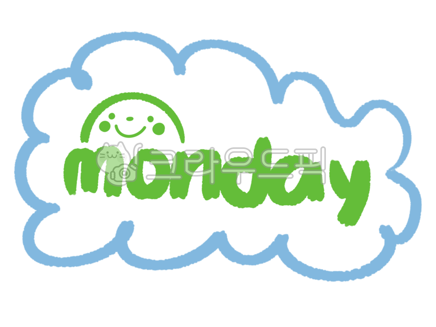 Dakku,cloud illustration,sticker,colored stickers,illustration,Day of the week,English words,Day of the weekEnglish,Color illustration