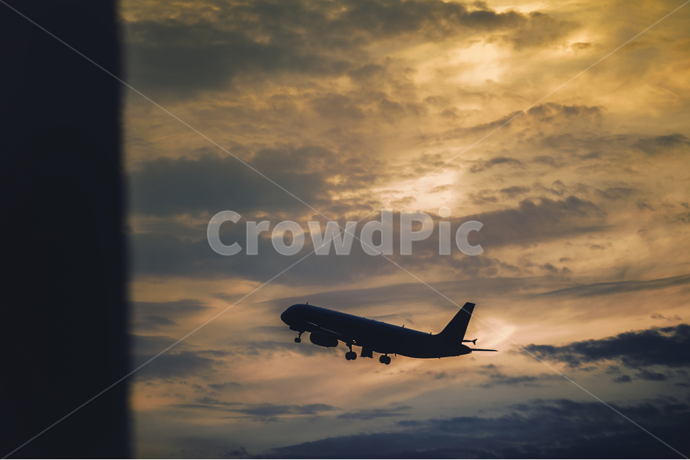 비행기,항공기,실루엣,노을,하늘,이륙,airplane,transportation,교통,aircraft,구름,출발,여행,교통,교통수단,traffic,transportation