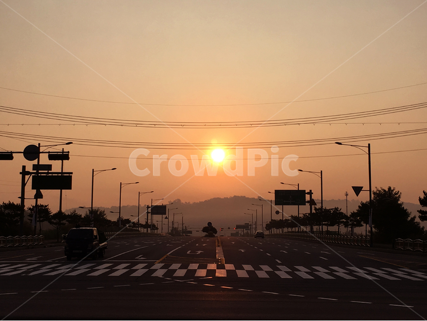 일출,전깃줄,도로,풍경,배경,교통,교통수단,traffic,transportation