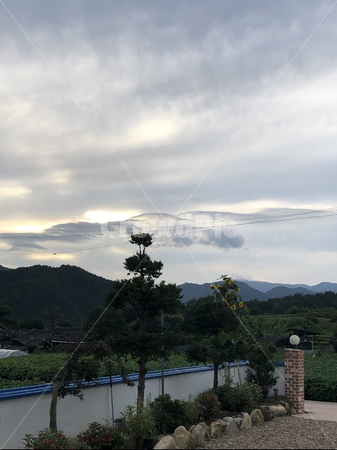 자연,구름,산,노을,흐린날씨,거창