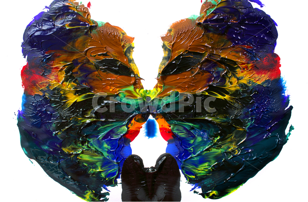 물감,종이,흰배경,페인팅,페인트,아트,예술,그림,드로잉,붓터치,혼합,섞인,물감섞기,데칼코마니,물감찍기,그린,초록,빨강,레드,컬러풀,갈색,브라운,찍기,파랑,블루,파란색,블랙,검정,검은색,미술,art,modernart