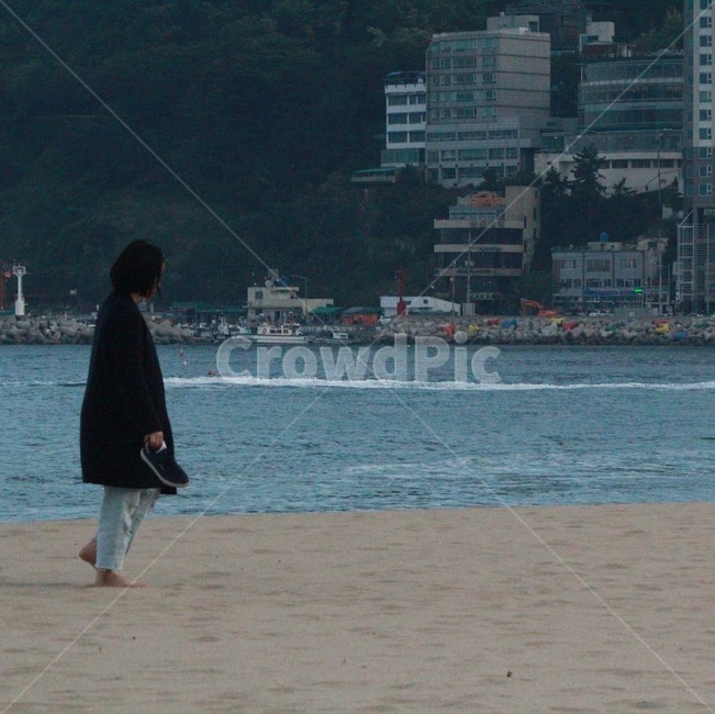 여행,바다,인간,모래,사람