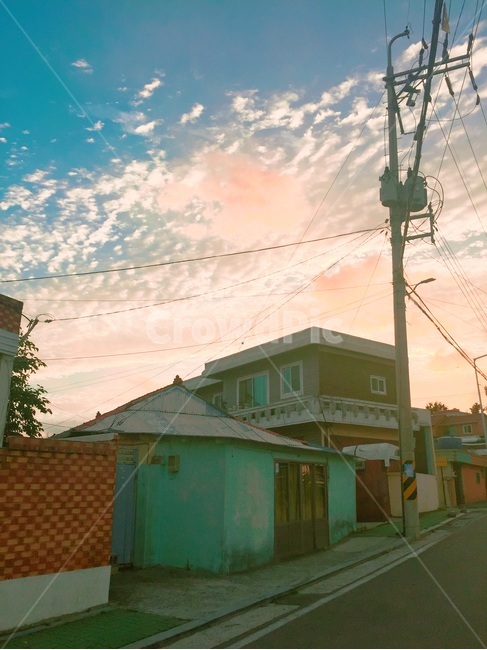 노을,저녁,하늘,구름,파란,핑크,분위기,푸른