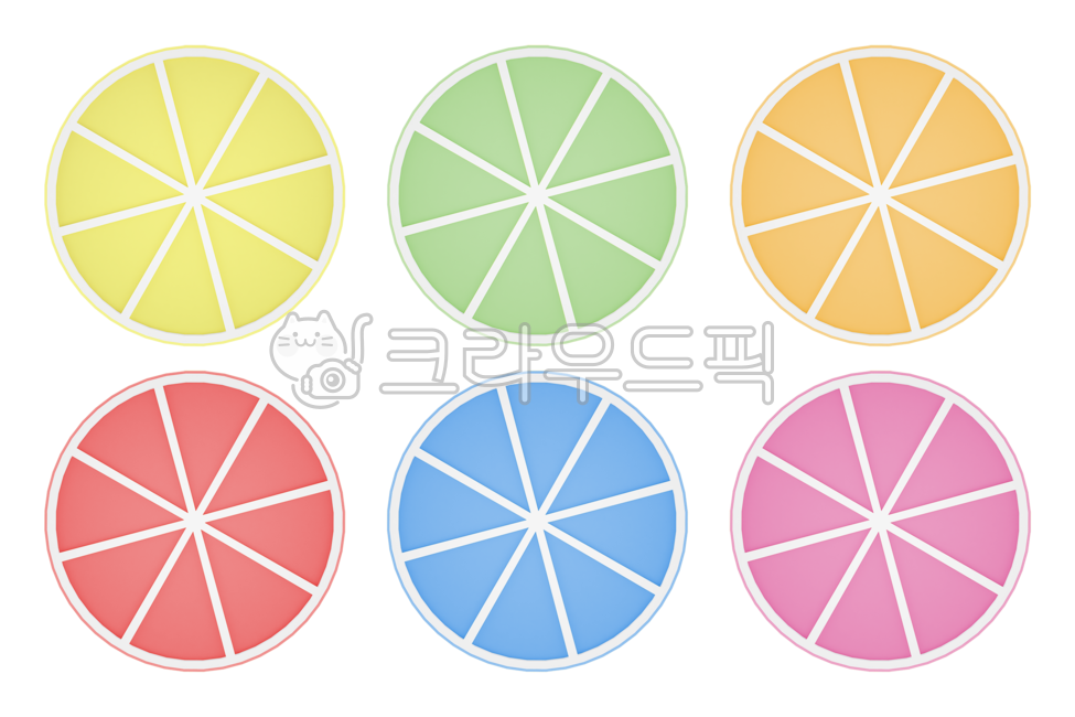 레몬,오렌지,과일,png,상큼,신선,건강,3d,렌더링,슬라이스,그래픽,컬러풀,색색깔,음식,자몽