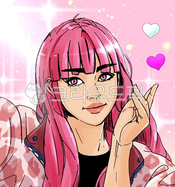 핑크머리,핑크색,핑크색머리,핑크색머리여자,핑크여자,셀카,핑크색셀카,만화,사람,comics,person