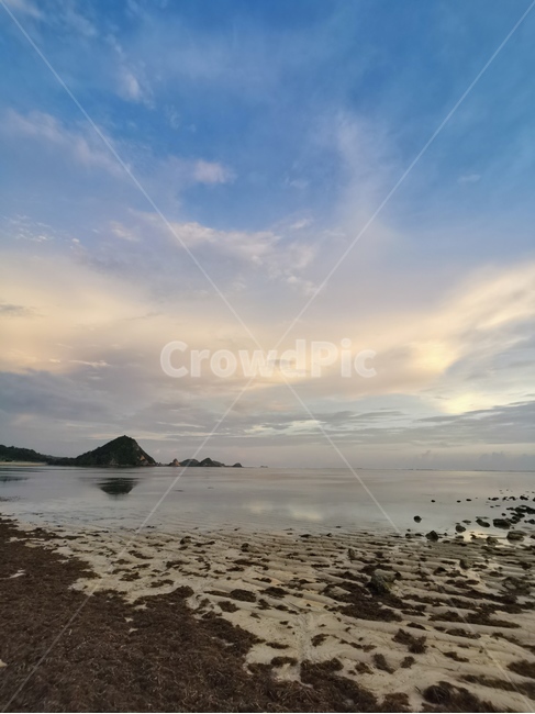 롬복꾸따비치,꾸따비치석양,바다,썰물,석양,일몰
