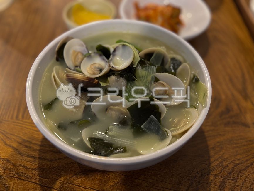 백합, 조개, 미역, 국, 따듯한, 사진,이미지,일러스트,캘리그라피 - 검정색작가