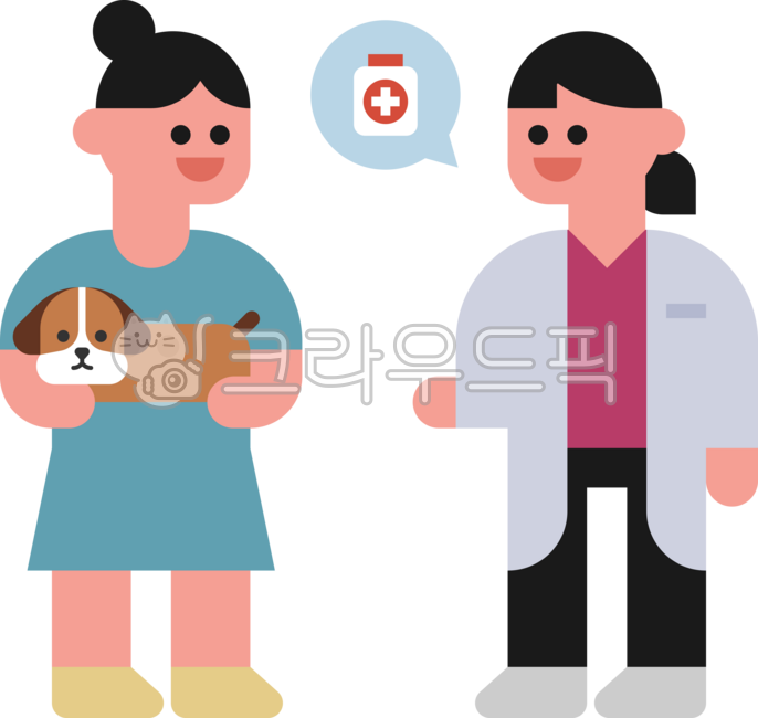 Cute,simple,illustration,simple,person,character,animal hospital,puppy,dog,animal,vet,prescription