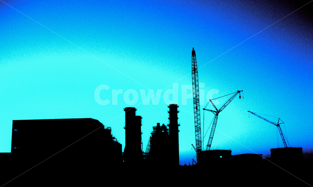건설,현장,중장비,발전소,실루엣,굴뚝,여명,크레인,실루엣,그림자,silhouette,shadow,산업,industry,industrial